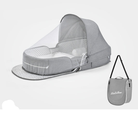 Cuna Portátil Multifuncional con Protección Solar y Red Antimosquitos para Bebés - Image 2