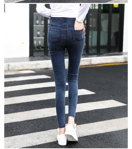 Pantalones Premamá Estilo Coreano en Denim Lavado para Otoño - Image 2