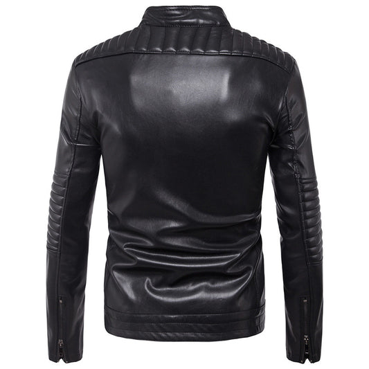 Chaqueta de Cuero para Motociclista con Cierre de Cremallera - Image 2