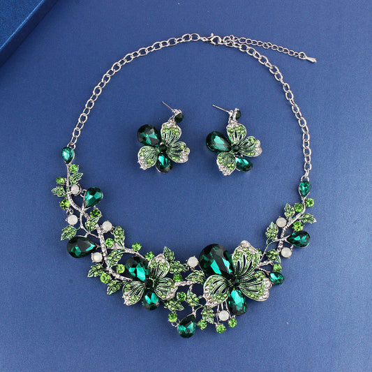 Conjunto de Joyería Floral Multicolor con Cristales y Diamantes - Image 2