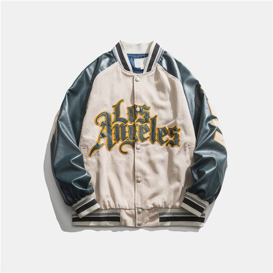 Chaqueta Preppy Estilo Béisbol Japonés con Parches de Contraste - Image 2