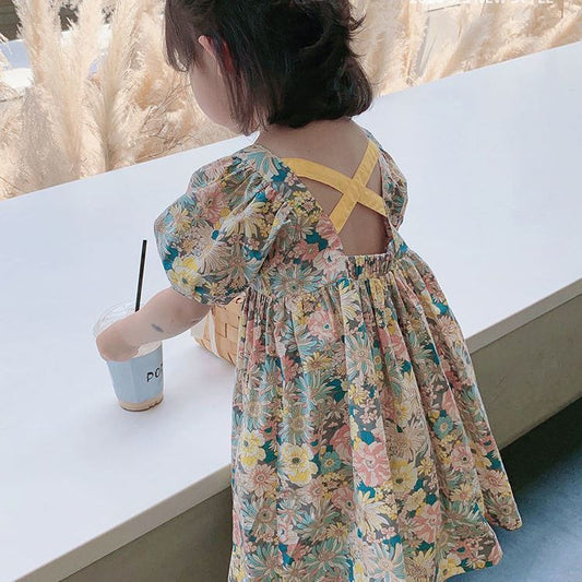 Vestido Infantil de Burbujas con Estampado Floral - Image 2