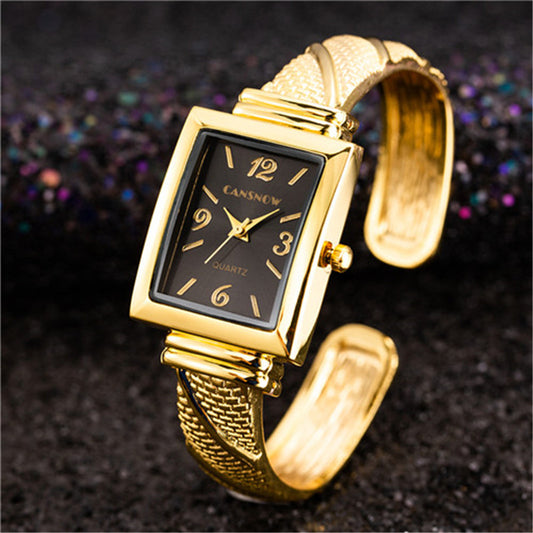 Reloj Pulsera Cuadrado Textura Metálica Moda Europea y Americana para Mujer - Image 2