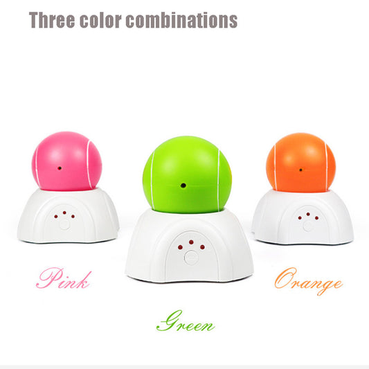 Green and white auto-rotating laser cat toy with a tennis ball design, featuring slow, fast, and random modes. - Image 2