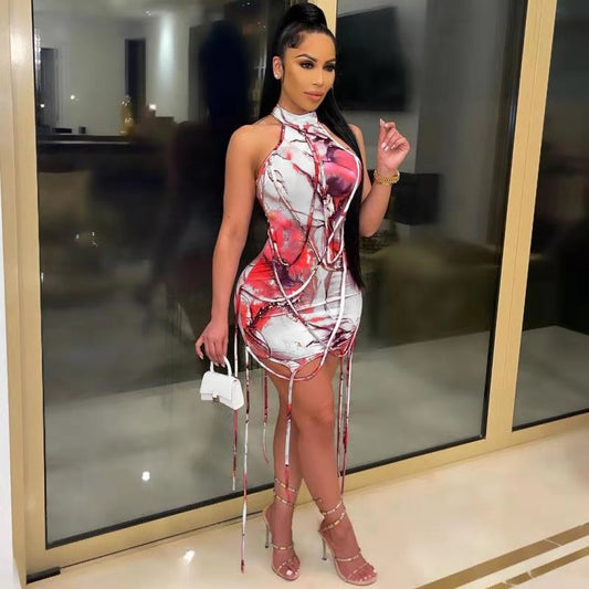 Vestido Casual con Estampado de Cuerdas y Detalles Decorativos - Image 2
