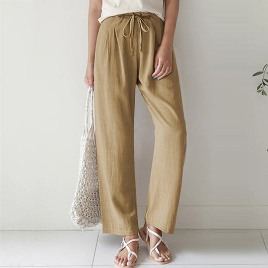 Pantalones de Lino y Algodón con Cintura Elástica para Mujer - Image 2