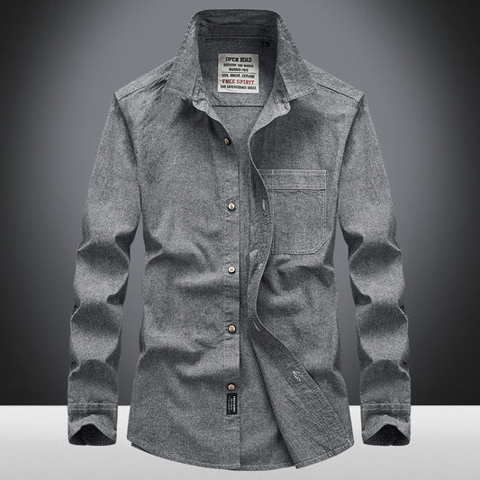 Camisa Casual de Solapa Manga Larga Color Sólido para Hombre - Image 2