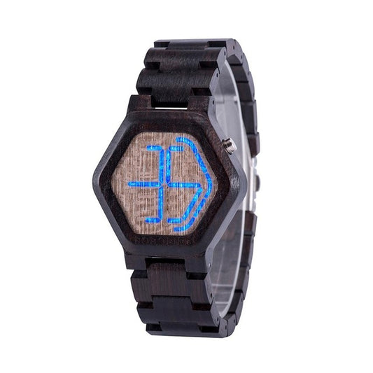 Reloj de Madera LED para Hombre con Visión Nocturna - Image 2