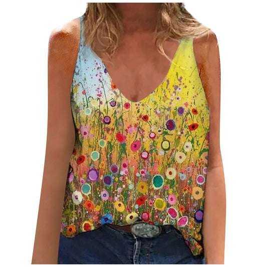 Blusa Escote V con Estampado Abstracto y Tirantes para Mujer - Image 2