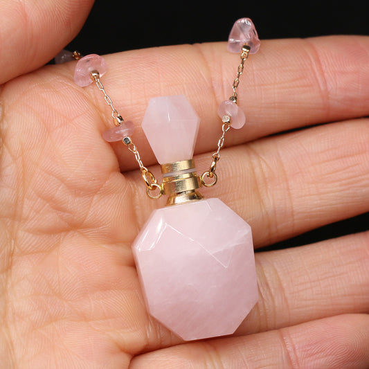 Collar de Piedra Natural con Botella de Perfume de Cristal - Joyería DIY Elegante - Image 2
