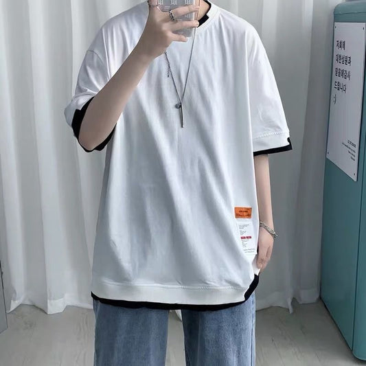 Camiseta Hombre Dos Texturas Manga Corta Suelta Ajuste Cómodo - Image 2