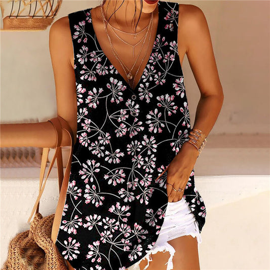 Blusa Chaleco sin Mangas con Estampado y Botones para Mujer - Image 2