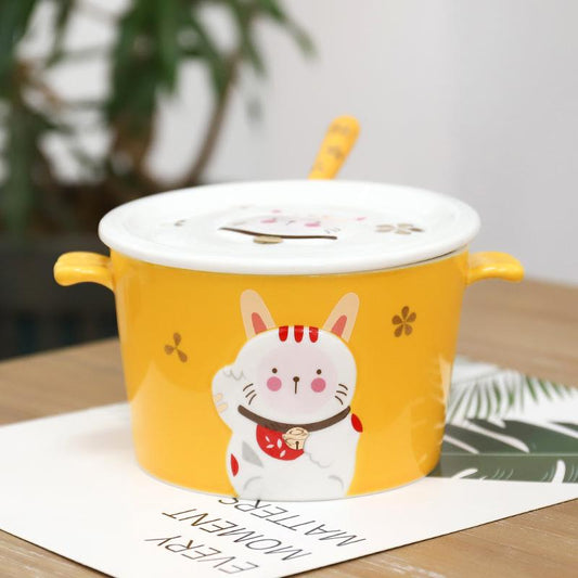 Tazón de Cerámica 3D con Relieve Infantil para Fideos Instantáneos - Image 2