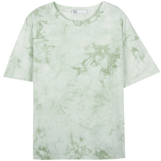Camiseta Tie-Dye Verde Retro Americana Diseño Nicho para Mujer - Image 2