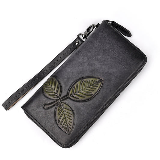 Cartera Larga de Cuero Tree Cream con Cadena Retro Europeo Americano - Image 2