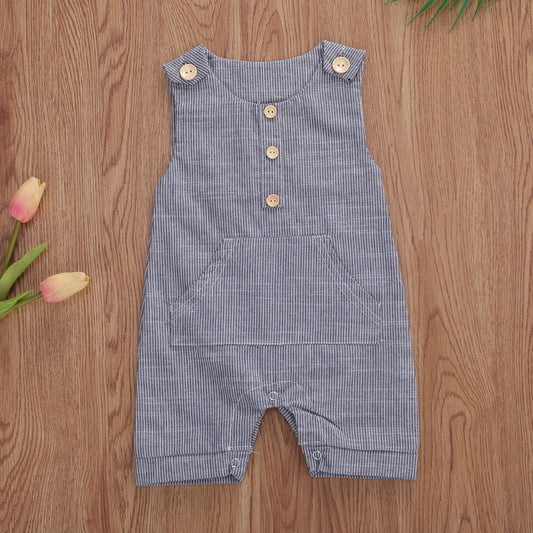 Conjunto Infantil de Chaleco y Shorts de Algodón y Lino a Rayas - Image 2