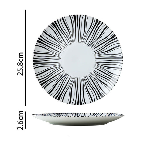 Plato para Bife Estilo Occidental con Diseño Geométrico Blanco y Negro - Image 2