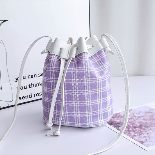 Bolso de Hombro Tipo Cubo con Diseño Cuadriculado y Cordón Ajustable - Image 2