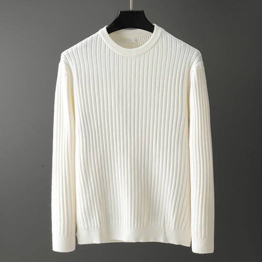 Suéter Jacquard a Rayas Cuello Redondo Estilo Coreano para Hombre - Image 2