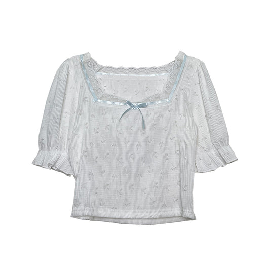 Blusa Corta de Encaje Calado con Moño - Top Tendencia Deseo Puro - Image 2