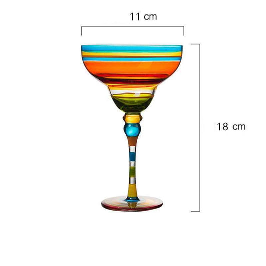 Copa Margarita de Cristal Pintada a Mano - Diseño Triangular Artístico - Image 2