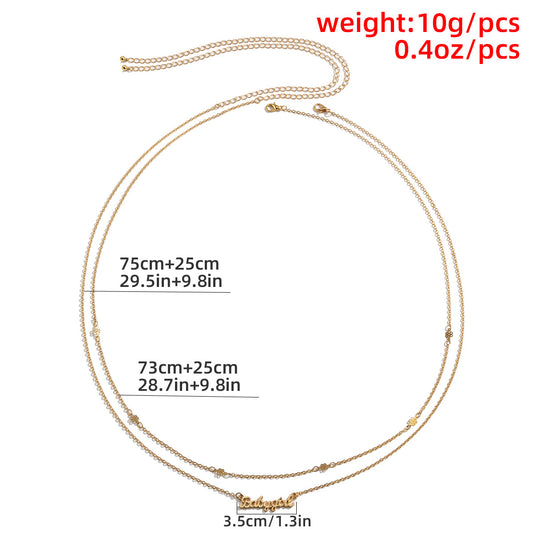 Cadena de Cintura Metálica con Letras - Joyería Corporal Elegante para Mujer - Image 2