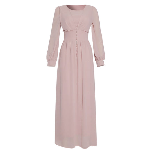 Vestido Largo de Gasa con Manga Larga para Mujer Musulmana - Image 2
