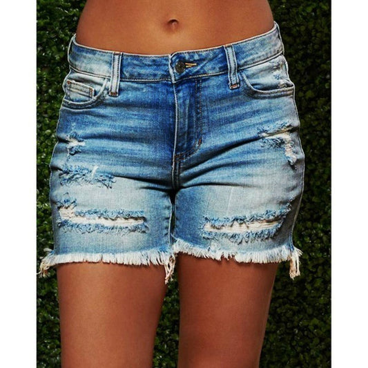 Shorts Vaqueros Rotos con Flecos y Máxima Elasticidad para Mujer - Image 2