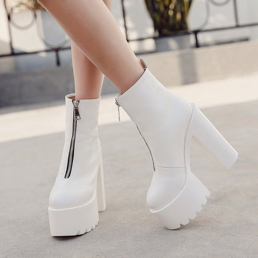 Botas Altas Invierno Tacón Grueso Plataforma Impermeables Estilo Europeo - Image 2