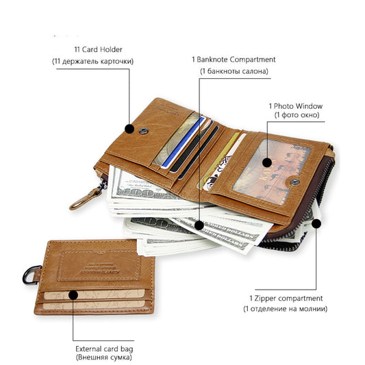 Billetera Vintage de Cuero para Hombre con Compartimentos Multifuncionales - Image 2