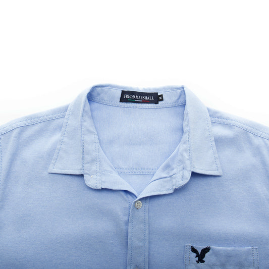 Camisa de Algodón Puro con Bolsillo - Manga Corta Color Sólido - Image 2