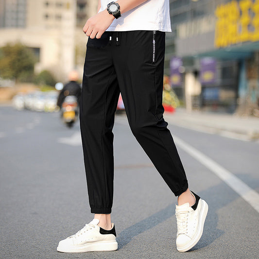 Pantalones Capri de Seda Helada Color Sólido Sección Fina - Image 2