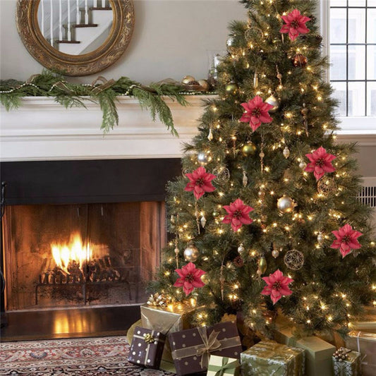 Flor Navideña Artificial 13cm - Adorno para Árbol de Navidad - Image 2