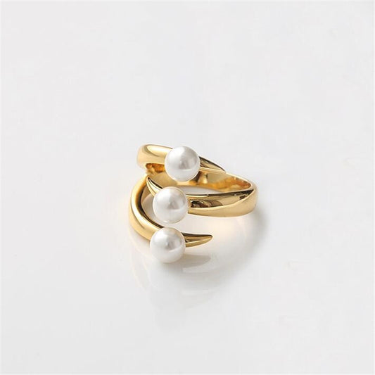 Anillo Vintage de Perla Estilo Palacio Japonés Lujo Ligero - Image 2