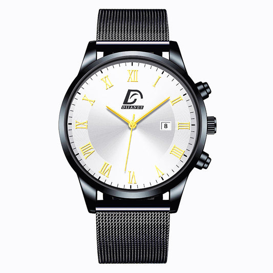 Reloj de Pulsera Hombre Malla Metálica con Calendario - Cuarzo Elegante - Image 2