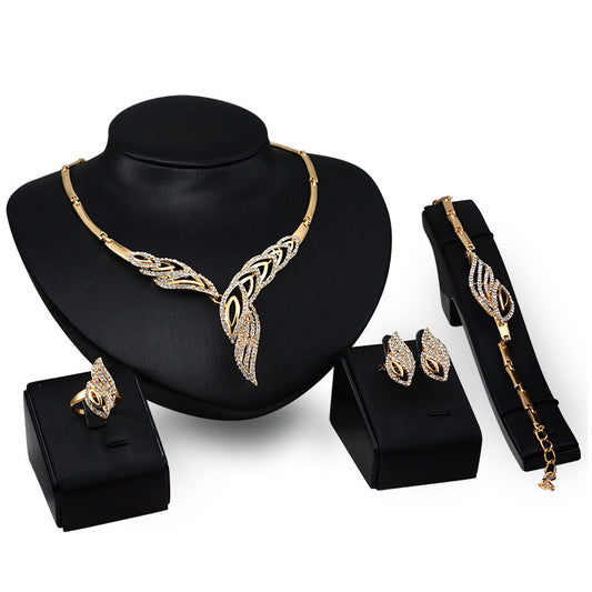Conjunto de Joyas Nupciales Elegantes: Collar, Aretes, Anillo y Pulsera - Image 2