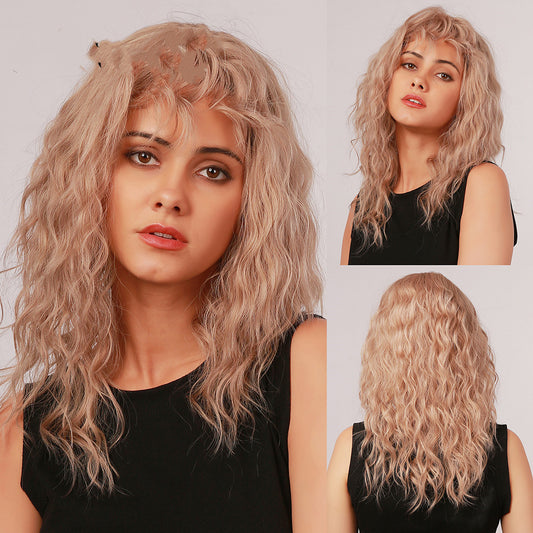 Peluca Sintética Ondulada Ombre Castaño Rubio - Largo Medio - Image 2
