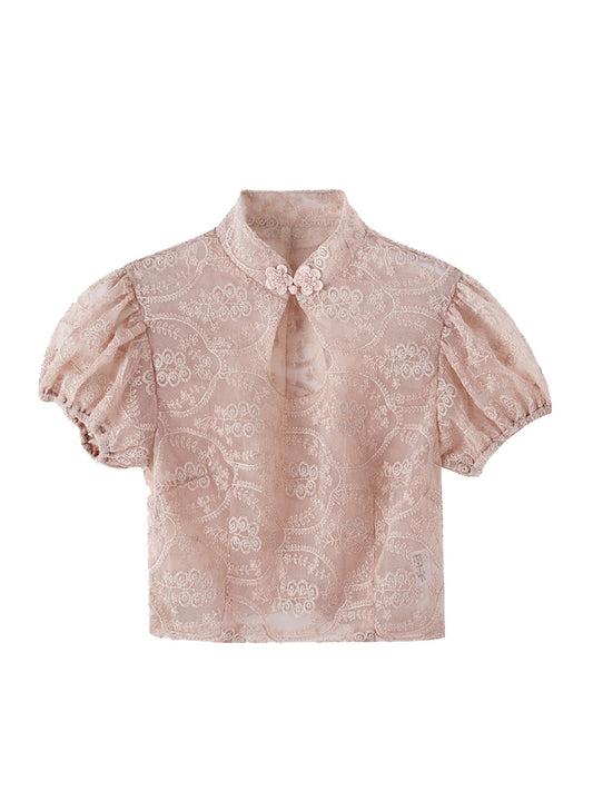 Blusa Cheongsam Corta con Bordado Artesanal de Lujo - Image 2