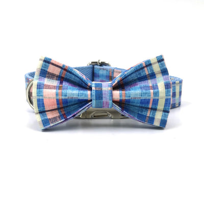 Collar a Cuadros para Perro con Moño — Duradero y Ajustable