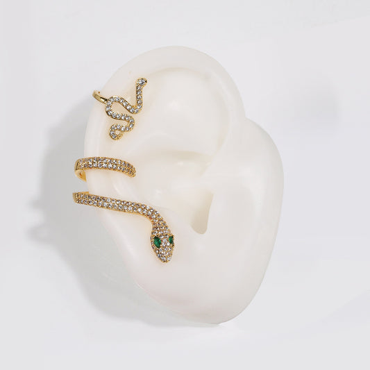 Aretes de Serpiente Dorados con Circonitas 3D - Image 2
