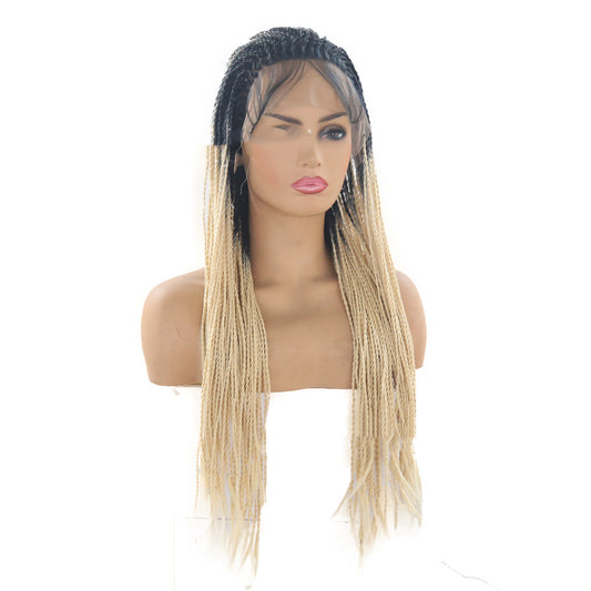 Peluca Frontal de Encaje Fibra Química Trenzas Dobles Degradado T - Image 2