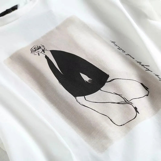 Camiseta Casual de Moda Urbana con Estampado Minimalista - Image 2