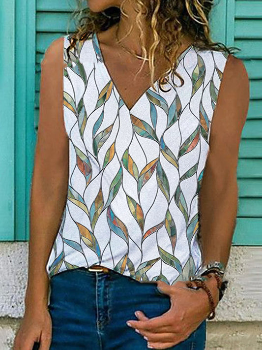 Camiseta Sin Mangas Cuello V con Estampado - Perfecta para Verano - Image 2