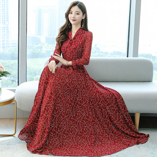 Vestido Largo Elegante de Gasa Floral con Escote en V - Talla Grande - Image 2