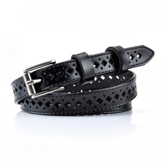 Cinturón de Cuero Retro Hueco para Mujer - Diseño Clásico Cowhide - Image 2