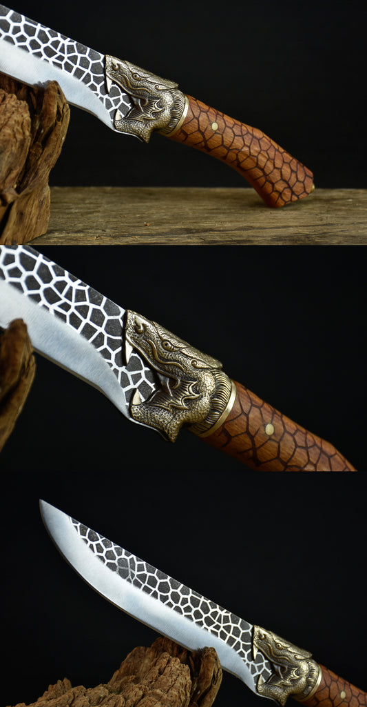 Cuchillo de Hueso Chilong con Acabado Latón Agrietado - Image 2