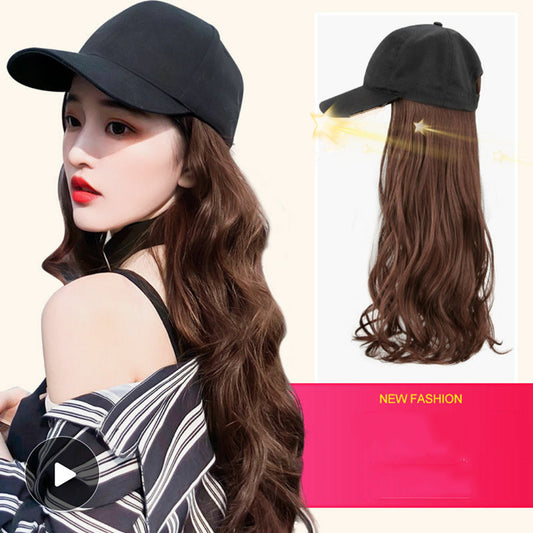 Peluca Sombrero Mujer Cabello Largo Ondas Voluminosas Rojo - Accesorio 2 en 1 - Image 2