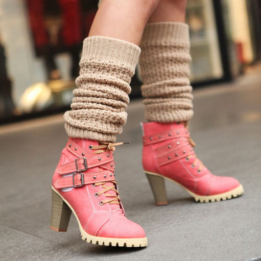 Botas Punk Retro para Mujer con Tacón Grueso y Hebillas - Image 2