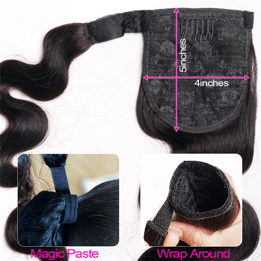 Cola de Caballo Postiza de Cabello Humano Jurchen con Banda Elástica - Image 3
