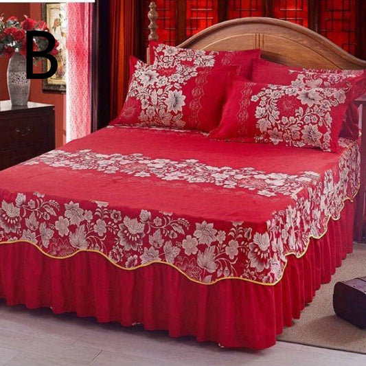 Juego de Cama Princesa Coreana de Tres Piezas con Cubrecama y Volante Acolchado - Image 2